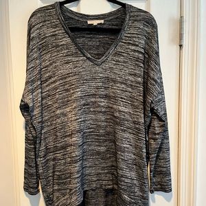 NWOT Joan Vass Studio Size Large black and white high low sweater.